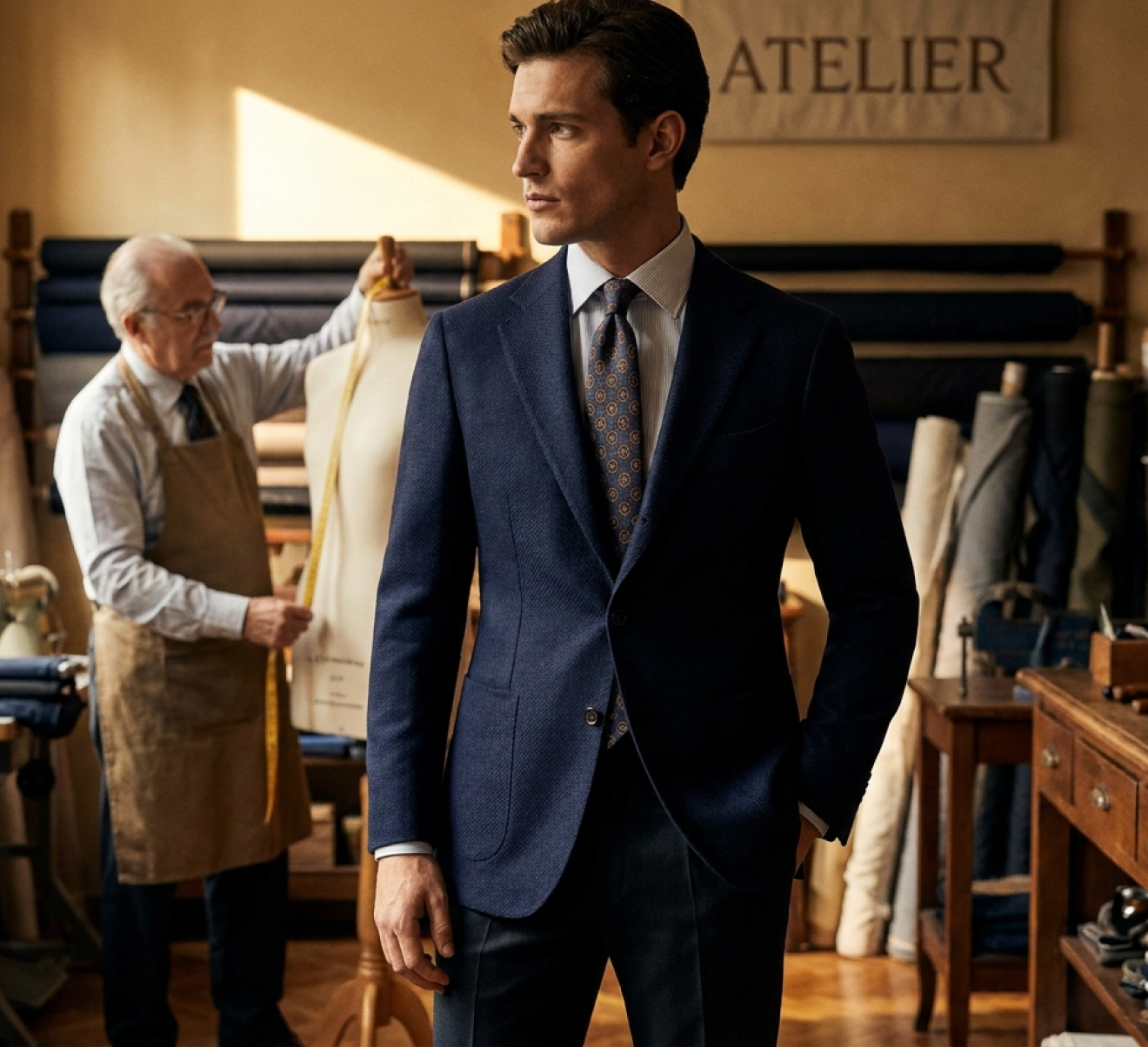 Suit jacket being fitted