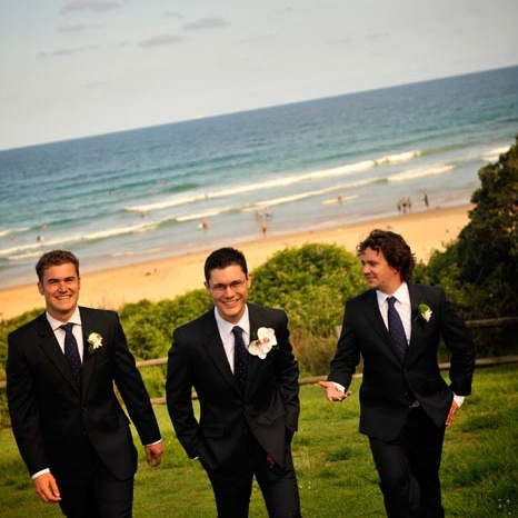 Brad and groomsmen during final fitting at the Manhattan showroom