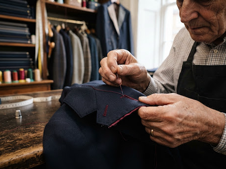 Handcrafted garment detail during production