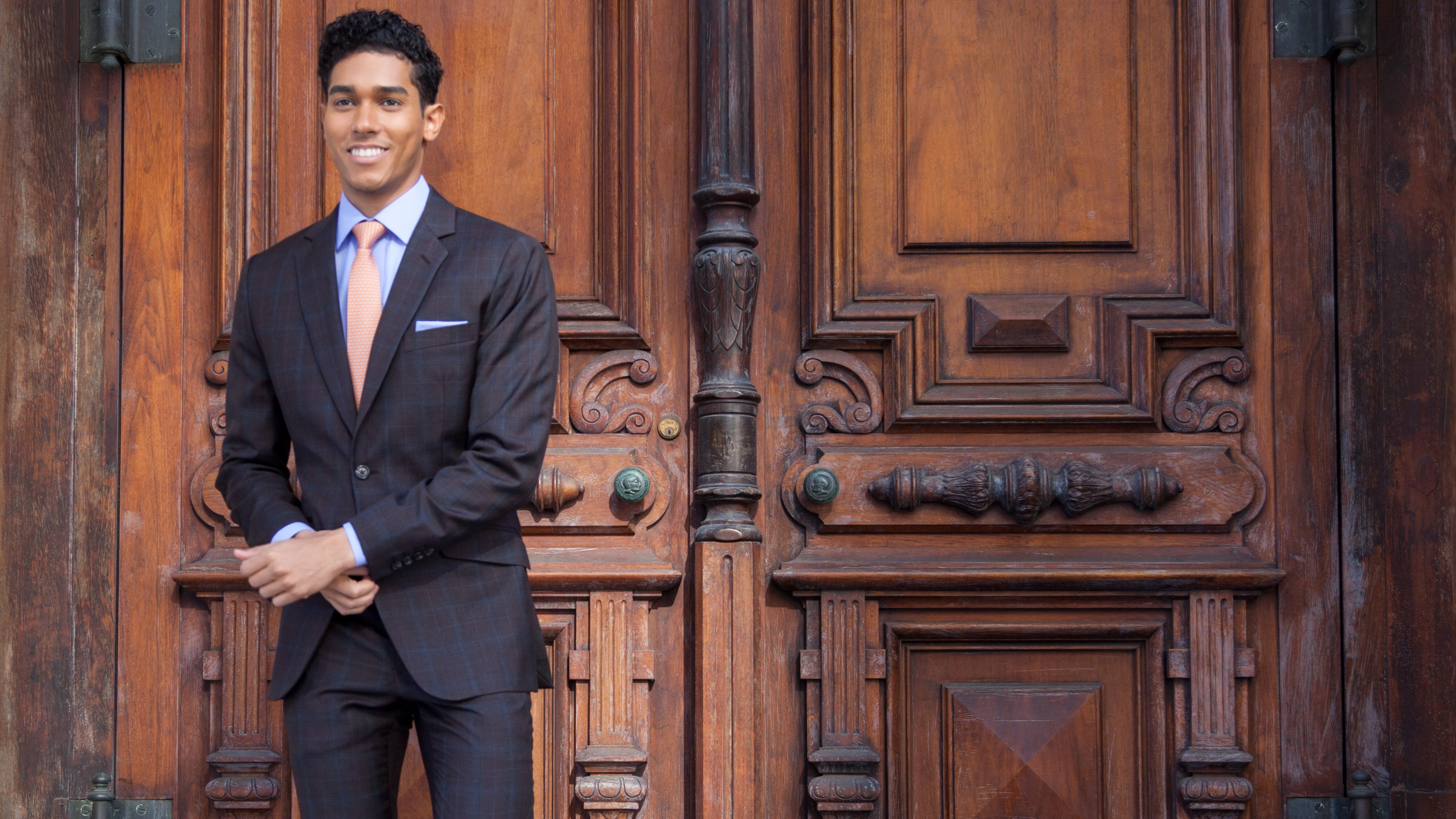 Close-up of a tailored shirt with jacket and tie
