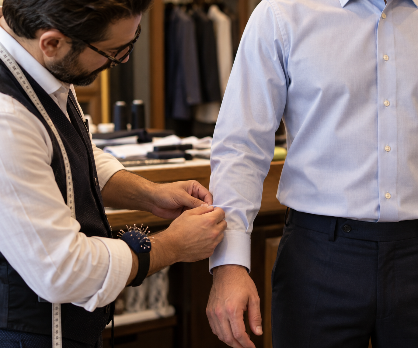 Dress shirt sleeve detail